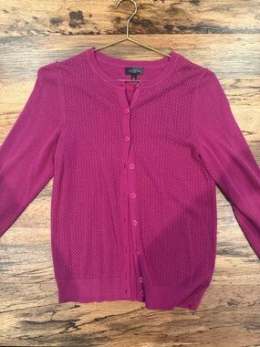 The Limited Magenta Openwork Button Cardigan